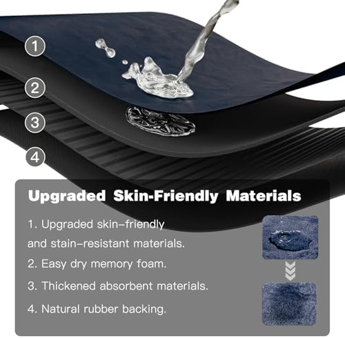 TYUU Thin Bath Mat Runner, Bathroom Rugs Non Slip Washable, 17x59 Navy Blue