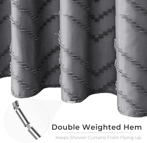 Grey Boho Fabric Shower Curtain 72 x 96 Inches