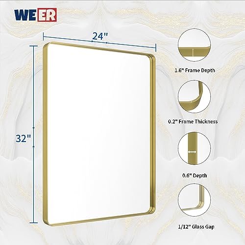 WEER Gold Bathroom Vanity Mirror 24X32 Inch