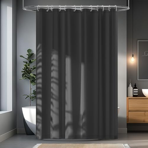 Seenus 72 x 78 inch Extra Long Fabric Shower Curtain Liner Charcoal Grey, Waterproof Cloth Shower Liner with 3 Large Magnets, Bathroom Dark Grey Long Shower Curtain Liner Machine Washable