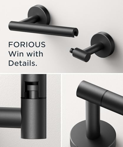 FORIOUS Bathroom Accessories, 4-Piece Bathroom Hardware Set - 18" Towel Bar