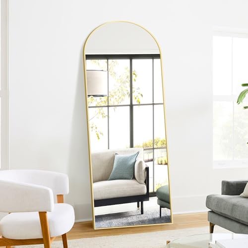 Arched Full Length Mirror, 70"x24" Standing Body Mirror for Wall, Gold
