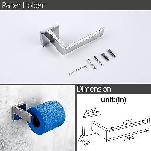 BAGNOLUX Bathroom Hardware Set 4 Pieces, Bath Towel Holder Set SUS304 Stainless Steel, Towel Bar Rack Set for Wall Mounted, Square Bathroom Accessories Set Fixture Heavy Duty Polished Chrome