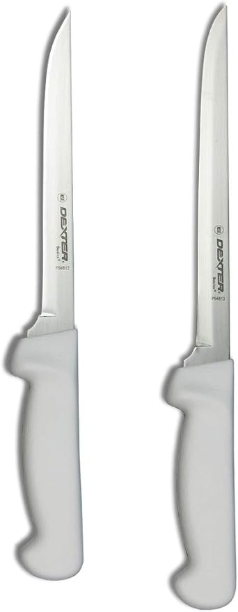 Dexter-Russell 7" and 8" Fillet Knife w/Polypropylene White Handle,Boning Knife, Flexible Fillet Knives for Meat Fish Poultry Chicken,bundle | Flexible Boning Knives For Meat Fish Poultry Chicken