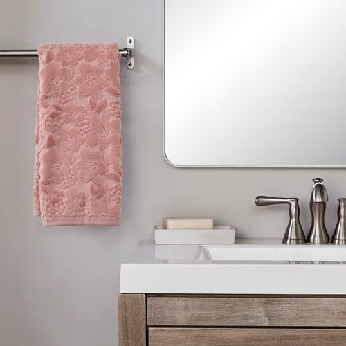 SKL Home Blossom Floral Hand Towel Set-2pc, 100% Turkish Cotton, Blush