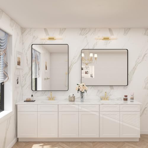 CHAMROR 24x32 Inch Black Metal Framed Bathroom Mirror for Wall