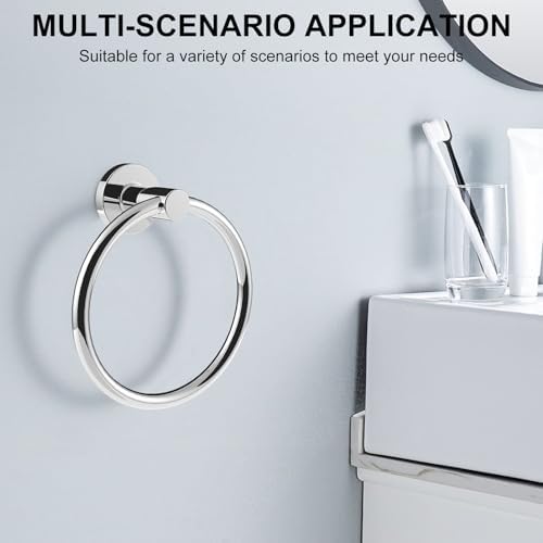 SetSail Towel Holder for Bathroom Wall Chrome Towel Ring, 2 Packs