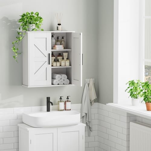 Homleke Bathroom Wall Cabinet, Medicine Cabinet with Adjustable Shelves