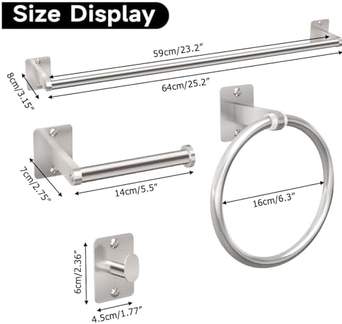 KLJKPA 20-Piece Brushed Nickel Bathroom Hardware Set, 24 inch Towel Bar
