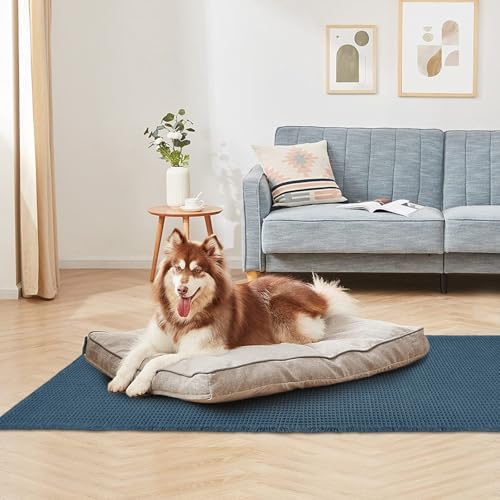 ZALL Blue Waffle Bath Mat,Super Absorbent Non Slip Bathroom Rug, 24x60inch, Machine Washable Ultra Soft Floor Mats
