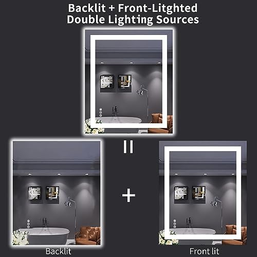LOAAO 30X36 LED Bathroom Mirror with Lights, UL Listed