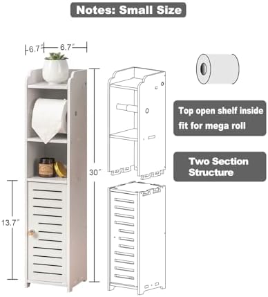 AOJEZOR Toilet Paper Holder Stand: Small Space Bathroom Storage for Renters