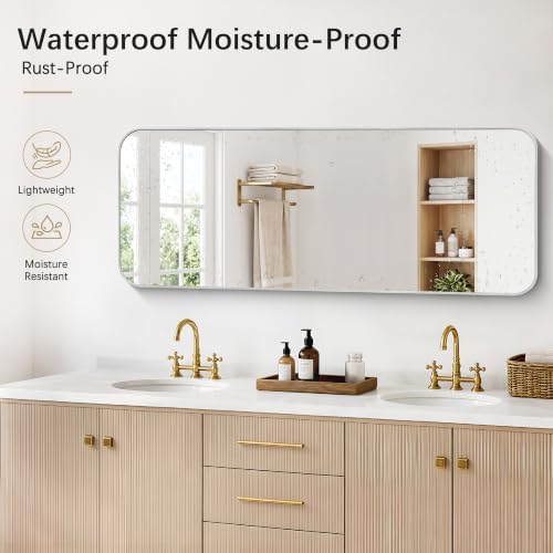 DESBING 60"x24" Bathroom Mirror for Over Sink, Silver Framed Wall Mirror
