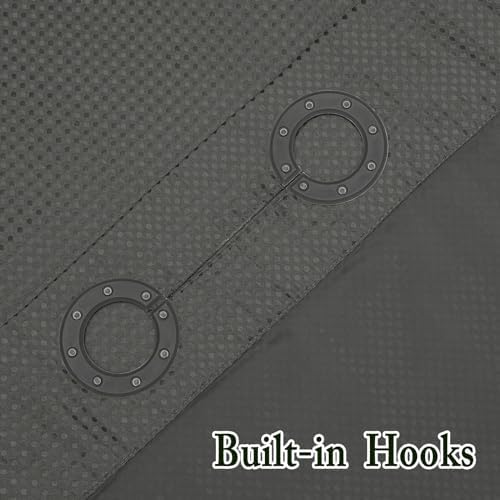 Gibelle No Hook Cloth Charcoal Grey Shower Curtain with Liner, 72x80