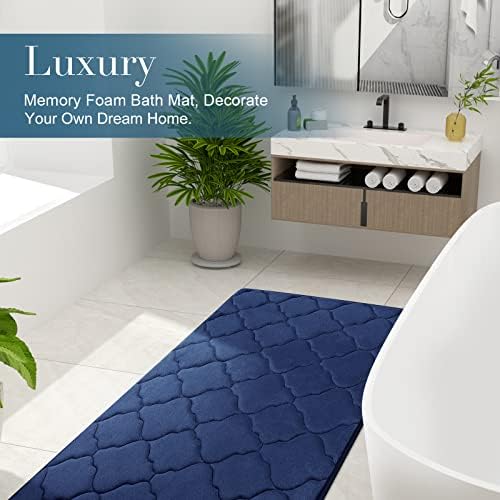 OLANLY Memory Foam Bath Mat Rug 36x24, Ultra Soft Bathroom Rugs, Navy