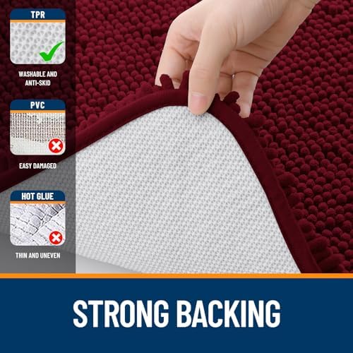OLANLY Large Bathroom Rugs 50x30, Extra Soft Absorbent Chenille Bath Rugs