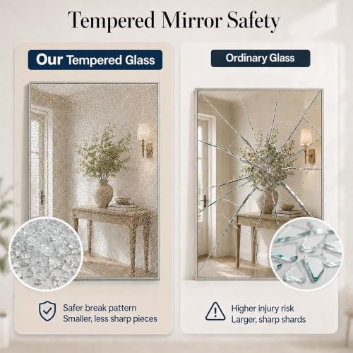24"x36" Brushed Nickel Framed Rectangle Bathroom Vanity Wall Mirror