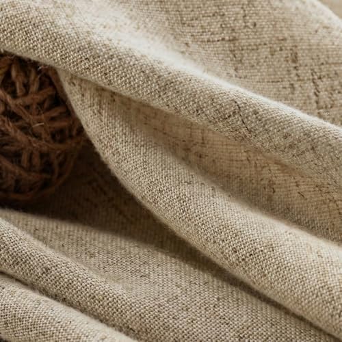 Farmhouse Shower Curtain Ruffle Linen Flax Khaki 72" W x 72" L