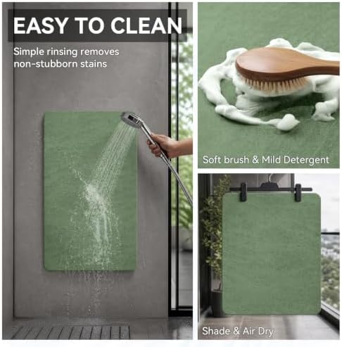 MontVoo -Bath Mat Rug-Rubber Backing Non Slip Quick Dry Absorbent Thin Bathroom Rugs Fit Under Door-Faux Suede Surface Bathroom Floor Mats-Shower Rug for in Front of Bathtub Shower Sage Green 17"x59"