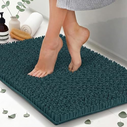 Chenille Bath Mats 47"x21", Plush Absorbent Quick Dry, Soft & Machine Washable, Non Slip Carpet for Bathroom, Thick Bathroom Rugs, Shower Restroom Rug Mat, Alfombras De Bano, Bathrugs