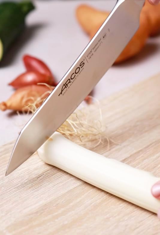 Arcos Forged Rocking Santoku Knife 7 Inch Stainless Steel. Japanese Sharp Kitchen Knife for Fish, Meat and Vegetables. Ergonomic Polyoxymethylene Handle and 190mm Blade. Series Manhattan. Color Black
