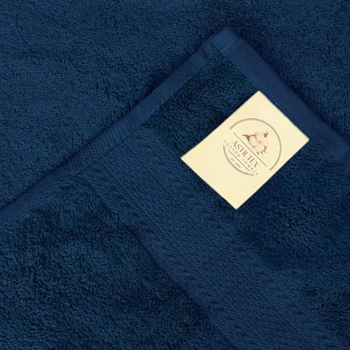 Large Bath Towels Pack of 6 – 24" x 50", 100% Cotton Terry – Soft, Quick-Dry & Highly Absorbent – Navy Blue Towels for Bathroom, Spa, Shower, Pool & Daily Use
