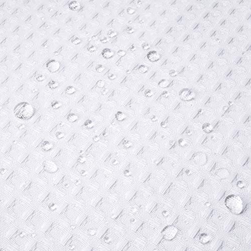 RiverDream Heavyweight Waffle No Hook Shower Curtain with Liner,White,36x74