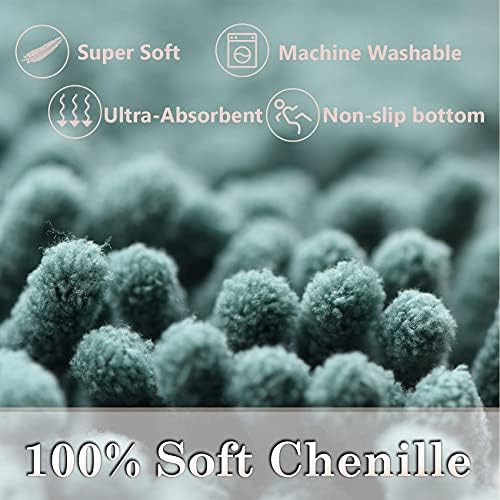 2 Piece Bath Rugs for Bathroom Non Slip - Soft Plush Shaggy Mats Floor, Indoor Entryway Extra Soft Chenille Bath Mat Absorbent Bathroom Rug(Dark Green)