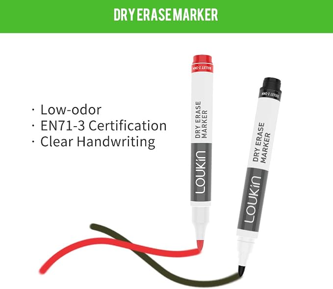 LOUKin Magnetic and Adhesive Marker Holder, Dry Erase Accessory Tray Set (Includes 1 Eraser, 1 Cleaner, 2 Dry Erase Markers and 6 Magnets), Ideal for Office, School or Home Use.