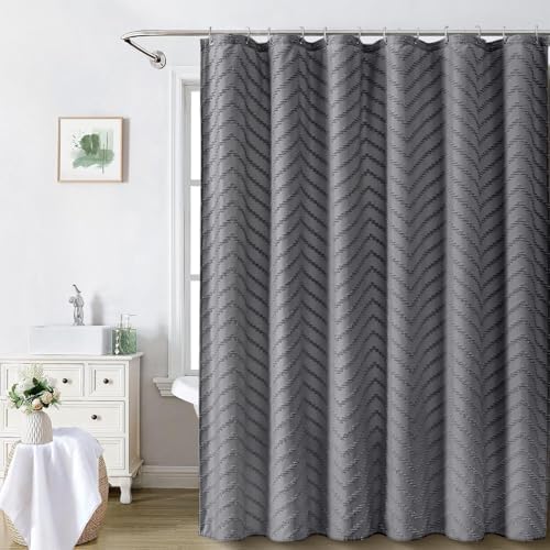 Grey Boho Fabric Shower Curtain 72 x 80 Inches
