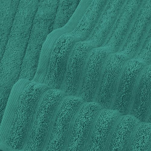 Elegant Comfort 100% Turkish Cotton Corduroy Ribbed Luxury Bath Towels 6-Piece Set, Premium Feel - Quick Dry, Highly Absorbent, Contains 2 Bath Towels, 2 Hand Towels, and 2 Washcloths, Turquoise