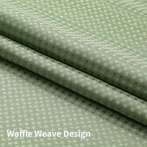 Colorful Star Sage Green No Hook Waffle Shower Curtain Set, 72 x 75 Inch