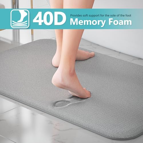 RUN HELIX Bathroom Rugs Sets 3 Piece, Soft Absorbent Memory Foam Bath Mats Set, Dry Fast Bath Mat, Machine Washable Bath Rug Set for Bathroom (Ash Gray)