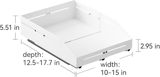 Pull out Cabinet Organizer Raised Side Walls for Safer Storage - Zero-Drill Installation, 4-Way Expansion, Modern Design for Kitchen & Pantry Depth (12.5"-17.7") & Width (10"-15")
