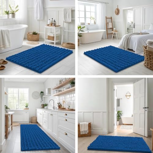 Smiry Bathroom Rugs 30X20, Extra Soft Rubber Backing Chenille Bath Mats