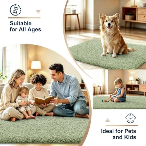 OLANLY Microfiber Large Bathroom Rugs 59x35, Soft Bath Mat, Sage Green