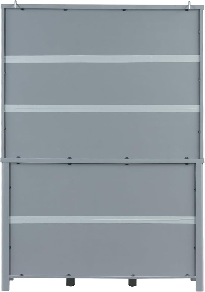 74.8''H High Freestanding Kitchen Pantry, Wooden Kitchen Organizers Cupboard Storage Cabinet with Door Shelves, Adjustable Shelves, Pull-out Trays and Drawers for Dining Room Living Room (Gray-2.12)