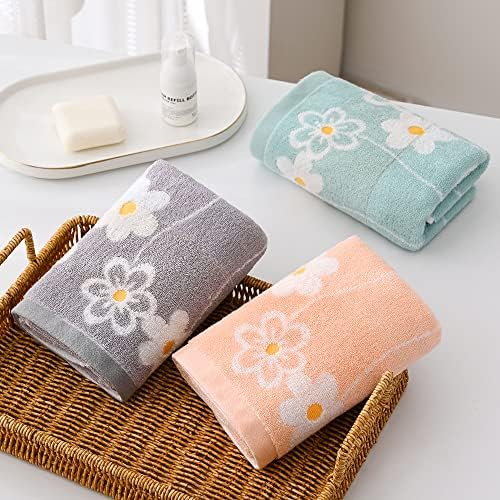 YiLUOMO Coral Pink Hand Towel Set of 2 Super Soft 100% Cotton Flower Pattern Quick Dry Highly Absorbent Bathroom Hand Towels 13 x 29 Inch
