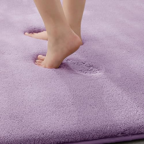 MINIDEAR Bathroom Rugs 36x24 Purple - Thick Memory Foam Bath Mat, Ultra Soft & Plush Fluffy, Non-Slip, Quick Dry, Absorbent Washable Floor Microfiber Mat for Tub, Home Decor Accessories