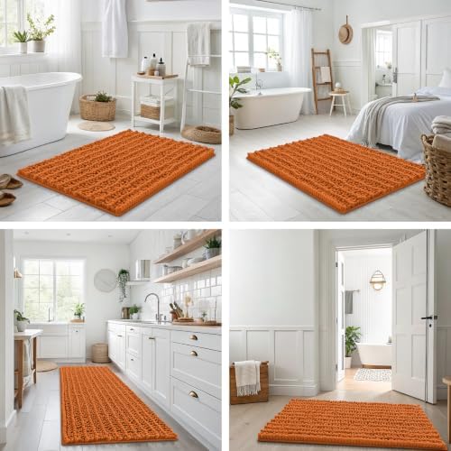 Smiry Bathroom Rugs 36X24, Extra Soft Rubber Backing Chenille Bath Mats