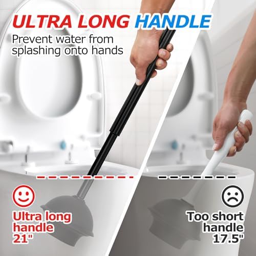 FORASTO 2in1 Toilet Brush and Plunger Set - Bathroom Bowl Holder Combo
