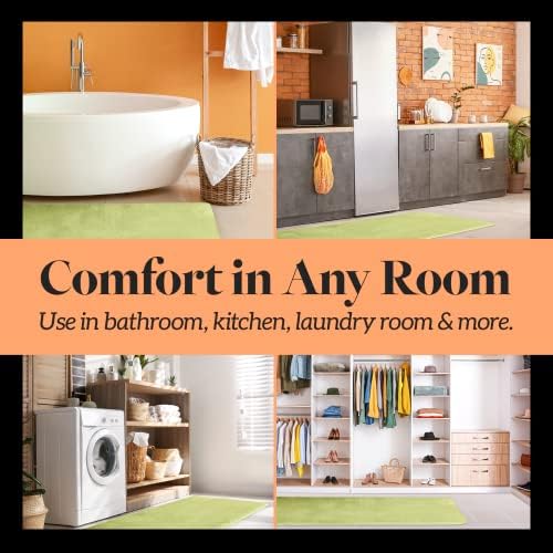 Memory Foam Bath Mat Non Slip Absorbent Super Cozy Velvet Bathroom Rug Carpet (20 inches X 32 inches, Lime)