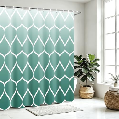 Gelbchu Geometric Shower Curtain for Bathroom, Ombre Teal, 72x72 Inch