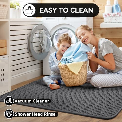 YDKGL Bathroom Rugs Non Slip, Foam Weave Texture Bath Mat, Grey 20x31