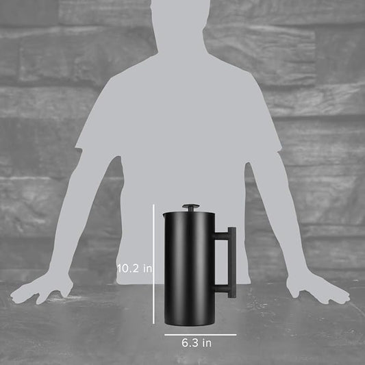 ESPRO P6 32 Ounces French Press Coffee Maker, Double Walled Stainless Steel Insulated, Matte Black