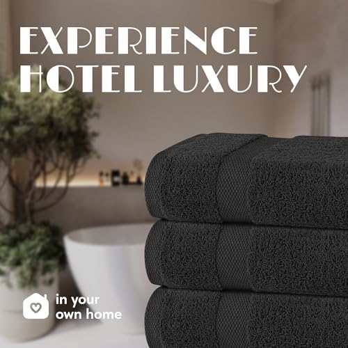 White Classic Wealuxe Black Bath Towels 24x50 Inch, Cotton Towel Set for Bathroom, Hotel, Gym, Spa, Soft Extra Absorbent Quick Dry 6 Pack