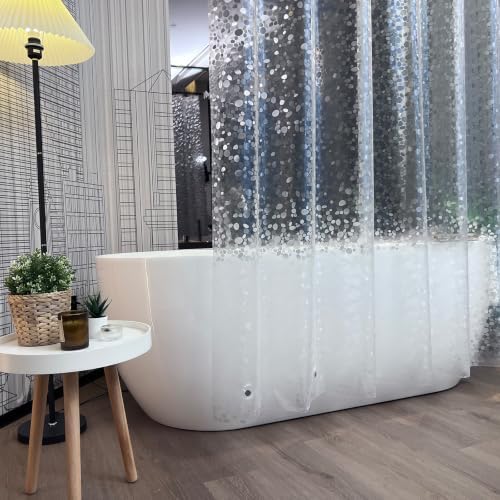 EurCross Extra Long Shower Curtain Liner 84 Inches Long,Weighted Bathroom Shower Curtain 72x84 Inch Liner with 5 Magnets, Heavy Duty, Semi Transparent, Cobblestone