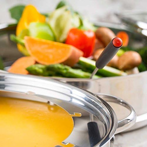 Nuwave 18/8 Stainless Steel Ultimate Cookware Set, Free of PTFE, PFOA, PFOS, Fondue Pot Set, Works On ALL Cooktops and Induction Cookers, Steamer Basket, Glass Lid & 8 Fondue Forks Included (Renewed)