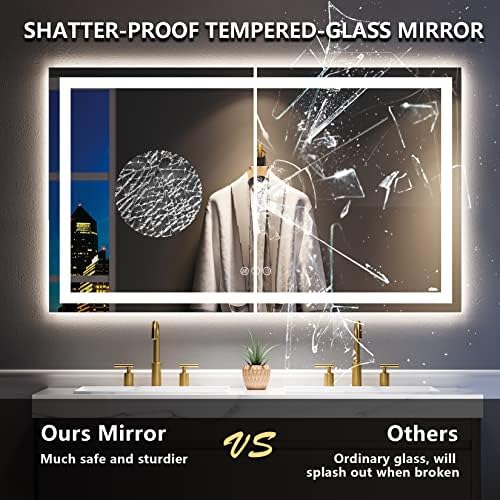60x36 LED Bathroom Mirror with Lights, Lighted Vanity Mirror
