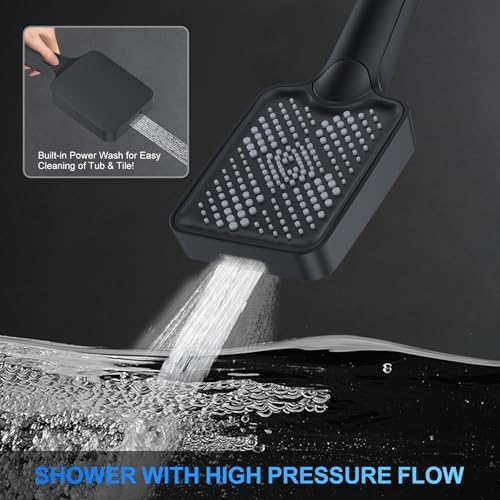 Shower Faucet Set, 12" Ceiling Mount Rainfall Shower System with 2 Rain Shower Head and Multi-function Handheld Head Push Button Diverter Shower Faucet Trim Kit (12", Oil Rubbed Bronze)